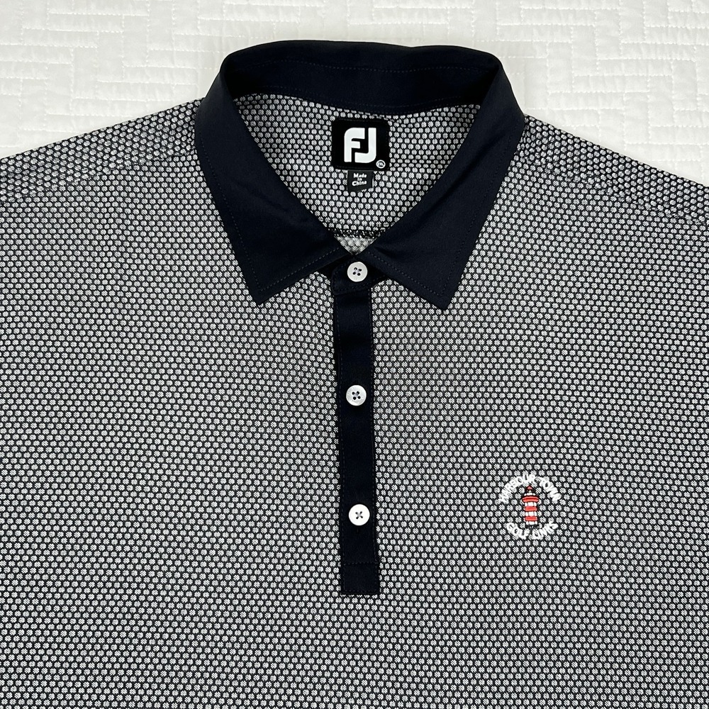 FootJoy Polo Shirt Mens 2XL Gray Geometric Golf Harbour Town Links Logo